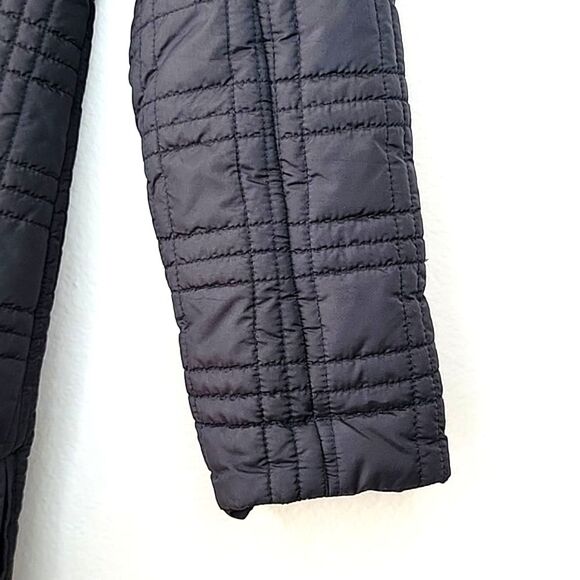 LEVI'S Black Plaid Quilted Long Puffer Coat Jacket size XS Neutral Warm Winter - Picture 10 of 16
